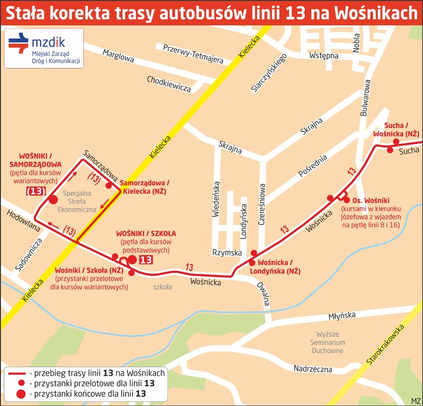 Zmiany w komunikacji miejskiej na Wośnikach w Radomiu. „Trzynastka” pojedzie dalej