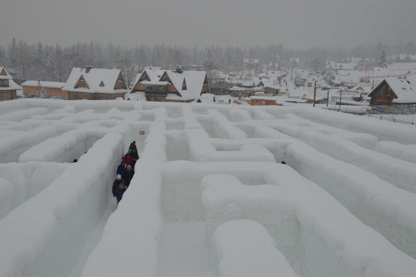 Zakopane. Zrobili gigantyczny śnieżny labirynt i śnieżny zamek [ZDJĘCIA, WIDEO]