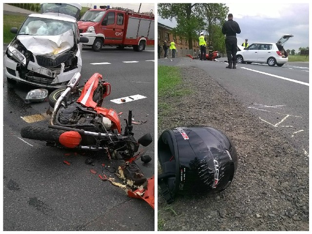 Kierujący skodą w Grubnie wymusił pierwszeństwo na motocykliście jadącym kawasaki.