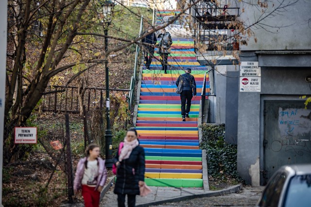 Zobacz pełną listę cytatów, które można znaleźć na odświeżonych kolorowych schodach na ulicy Tatrzańskiej w Krakowie. Kliknij w przycisk "zobacz galerię" i przesuwaj zdjęcia w prawo - naciśnij strzałkę lub przycisk NASTĘPNE.