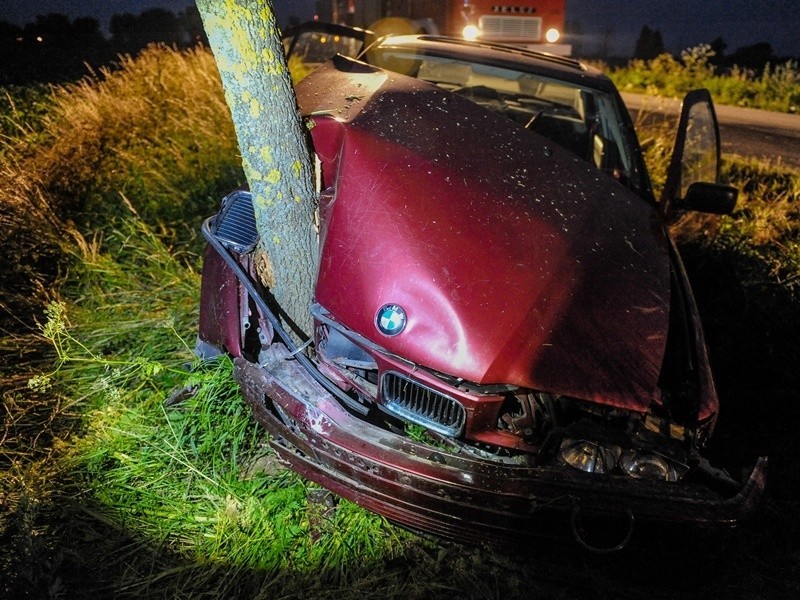 Pijany kierowca BMW uderzył w drzewo [ZDJĘCIA, WIDEO]
