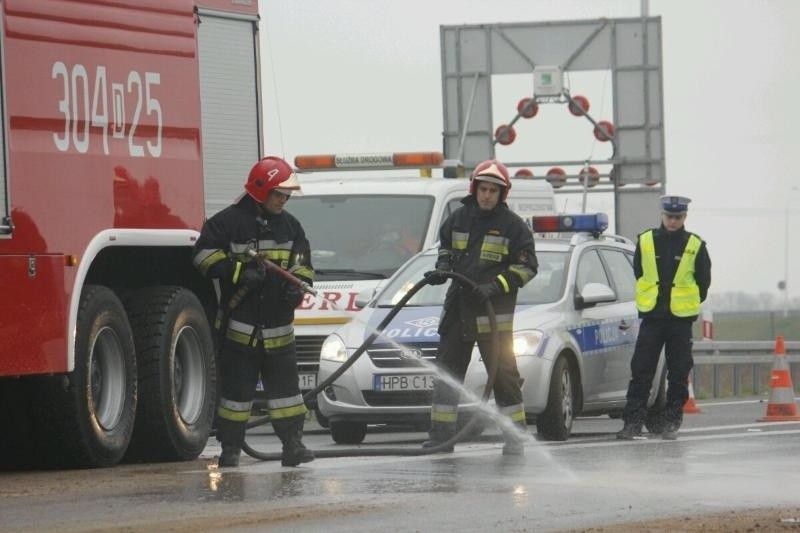 Wielki smród na AOW. Z ciężarówki wysypał się... gnój (ZDJĘCIA)