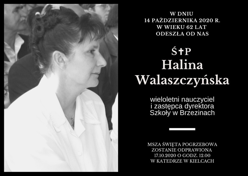Nie żyje Halina Walaszczyńska, wieloletnia nauczycielka i wicedyrektorka Szkoły Podstawowej w Brzezinach, w gminie Morawica 