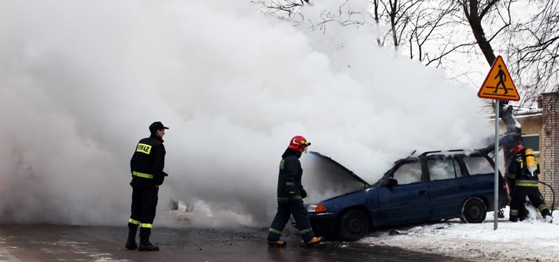 Po szybkiej akcji straży pożarnej samochód został ugaszony.