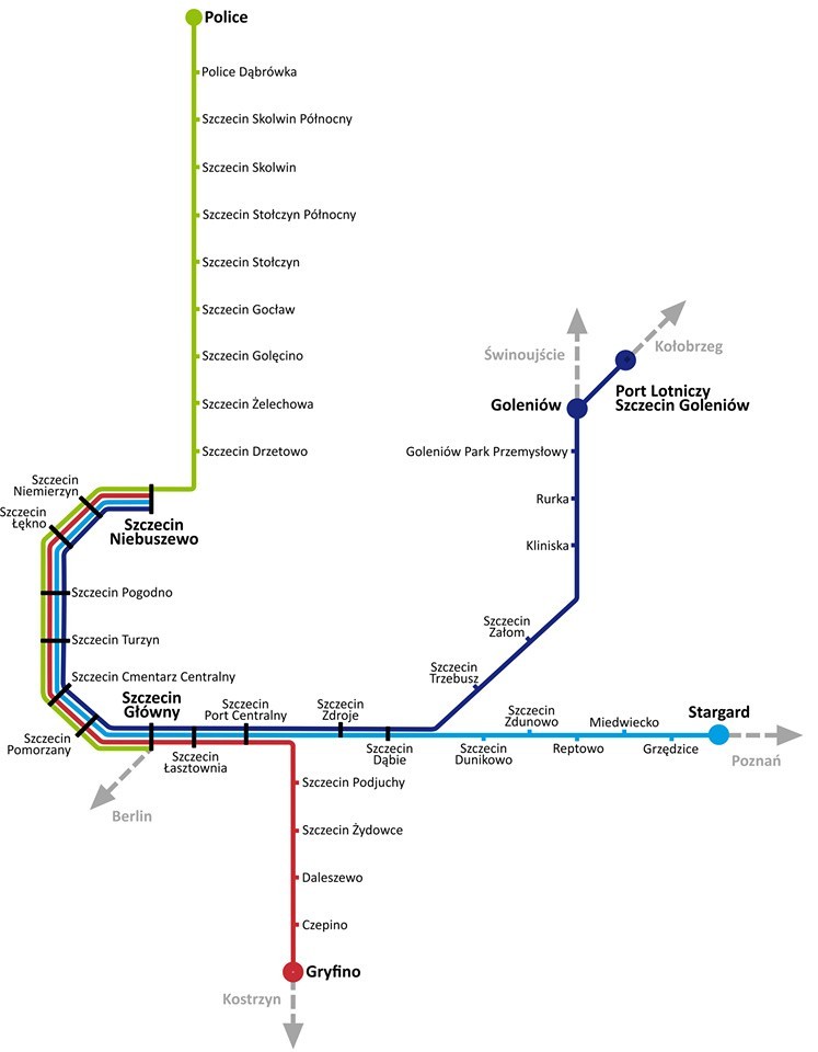 Szczecińska Kolej Metropolitalna. Zobacz, jak będą nazywać się przystanki  