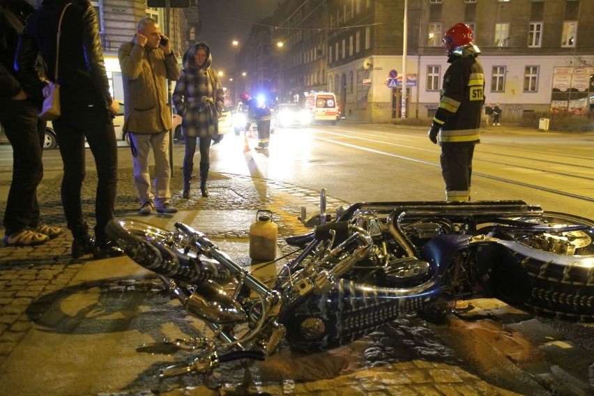 Wypadek na Poniatowskiego. Ranny motocyklista [FOTO]