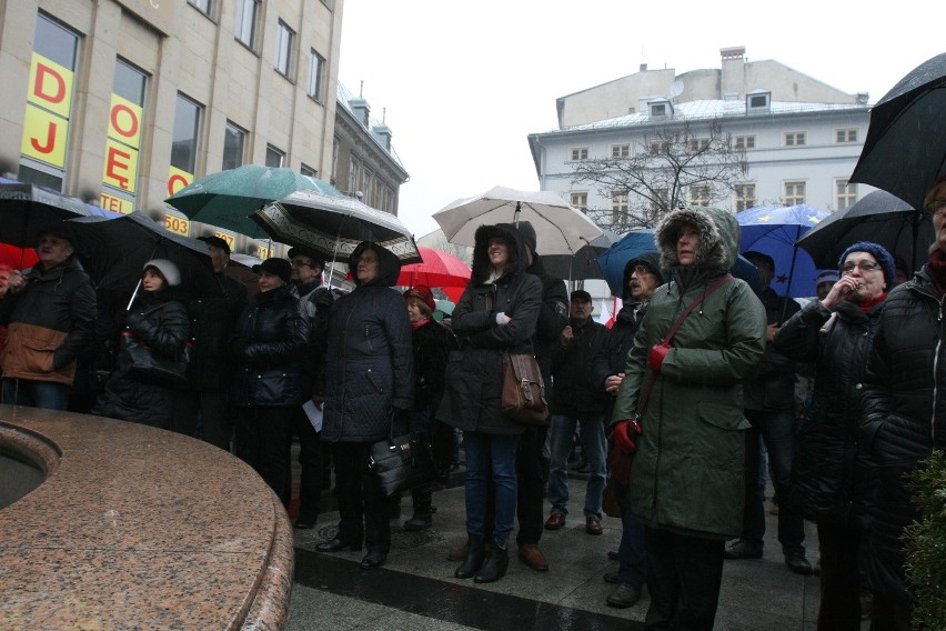 Manifestacja KOD w Bielsku-Białej w strugach deszczu [ZDJĘCIA]