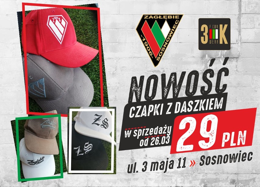 10.04.2021 r. Sklep Zagłębia Sosnowie Fan Store. Czapki z...