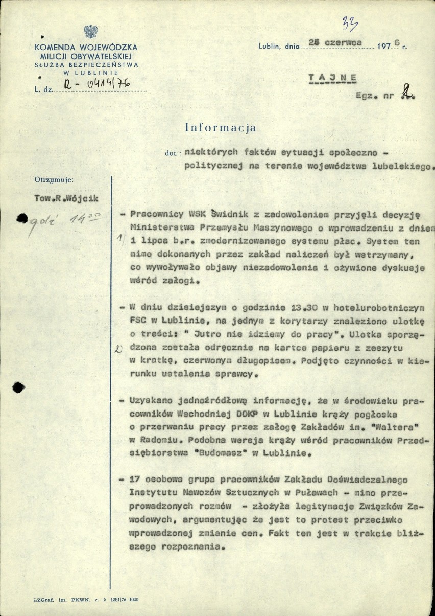 Czerwiec 1976 r. na Lubelszczyźnie                         