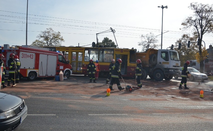 Zderzenie tramwaju z ciężarówką na skrzyżowaniu Pabianickiej...