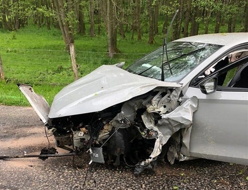 Wypadek skody octavii na drodze Kozłowice - Jamy. Samochód...