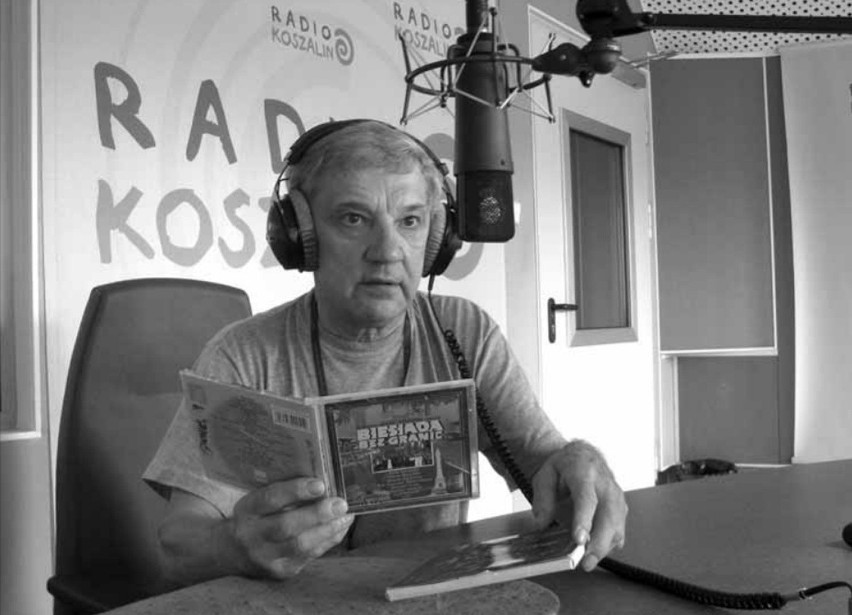 Wincenty Stachowski w studiu Radia Koszalin