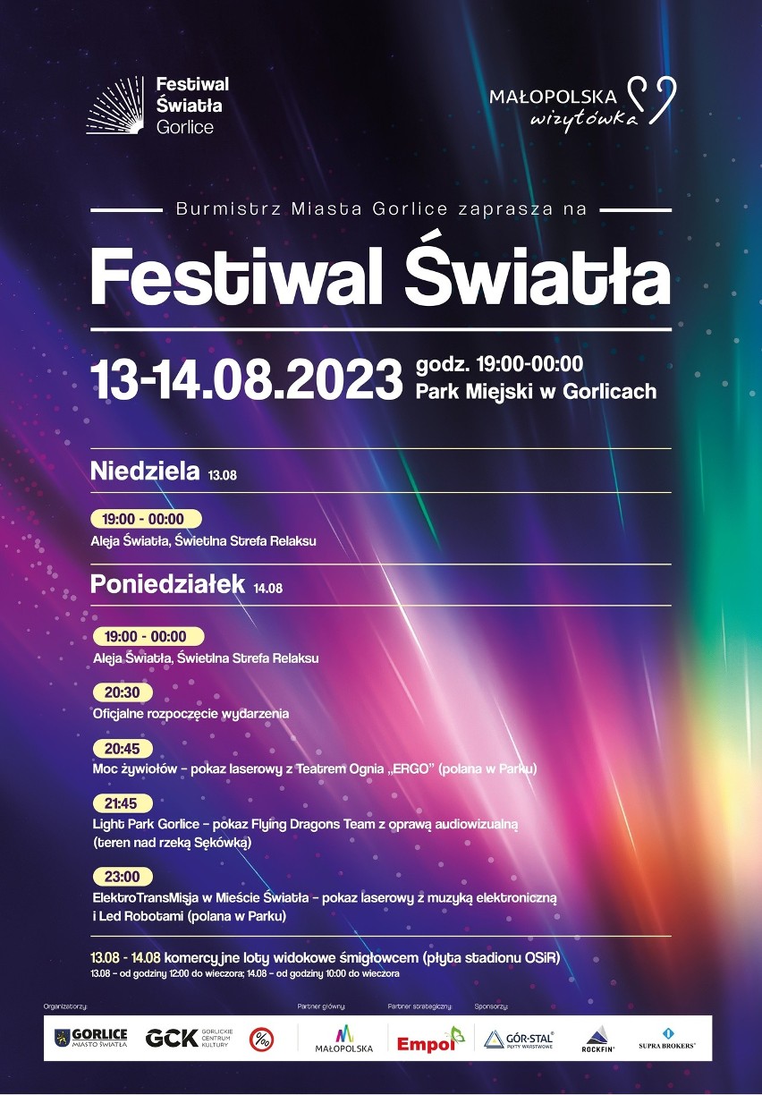 Festiwal Światła 2023 w Gorlicach. Park Miejski będzie mienił się tysiącem barw, rządziły będą led roboty, lasery i muzyka elektroniczna