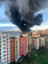 Pożar we Wrocławiu przy ul. Bystrzyckiej. Potężne kłęby dymu nad miastem [FILMY, ZDJĘCIA]