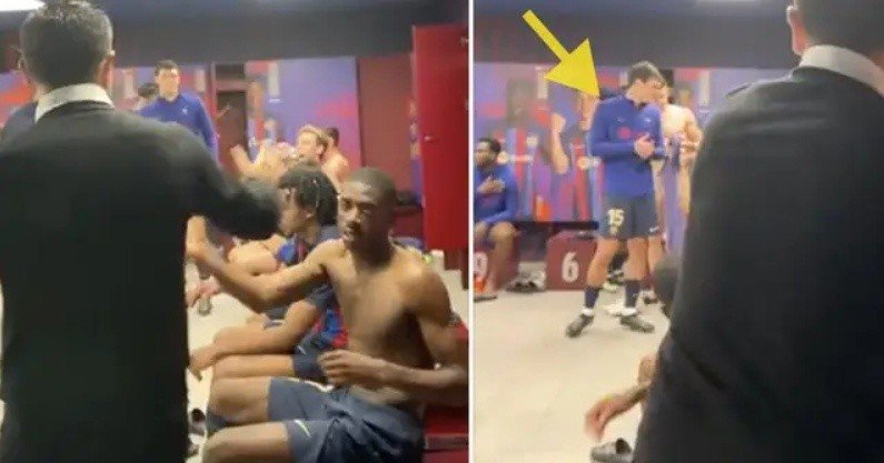 Imágenes de Lewandowski desnudo en el vestuario del Barcelona tras el partido contra Osasuna.  El video se volvió viral en las redes sociales.