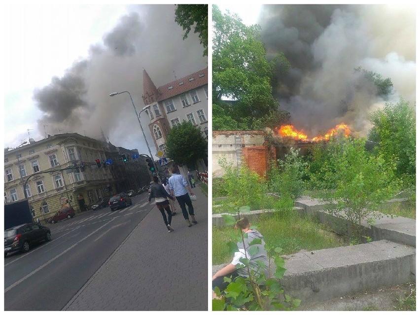 Pożar pustostanu na bydgoskich Garbarach [zobacz zdjęcia czytelników]