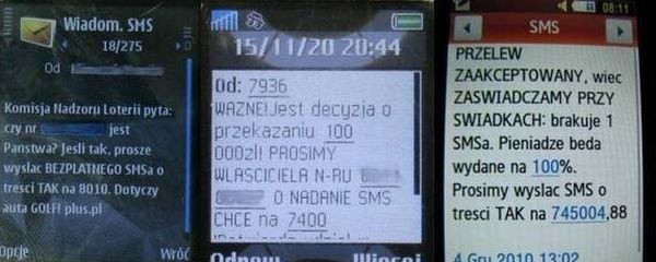 Wiadomości takiej treści otrzymali Czytelnicy, ale też dziennikarze "Gazety Lubuskiej&#8221;. - Te loterie to oszustwo - ostrzegają eksperci. - Nie należy odpowiadać na takie SMS-y.