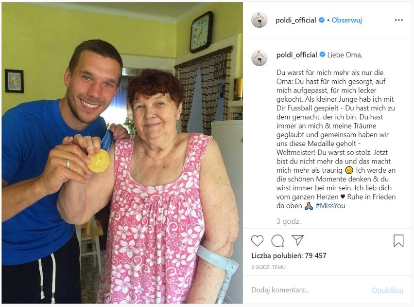 Zmarła babcia Łukasza Podolskiego. Piłkarz pożegnał ją wzruszającym listem. To ogromny cios dla byłego reprezentanta Niemiec z Gliwic 