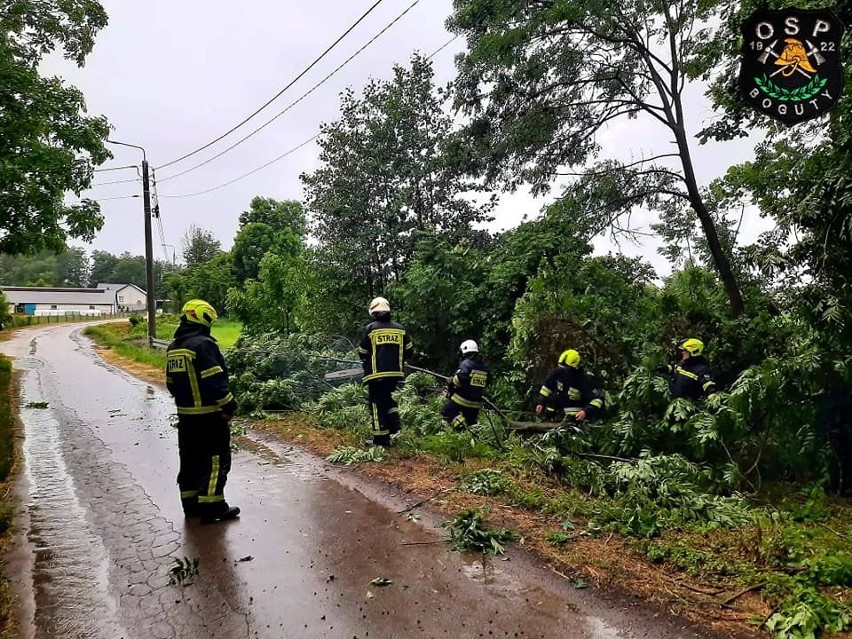 Burze i silny wiatr w regionie.12-13.06.202 strażacy usuwali powalone drzewa. Wezwano ich też do pochylonego rusztowania 