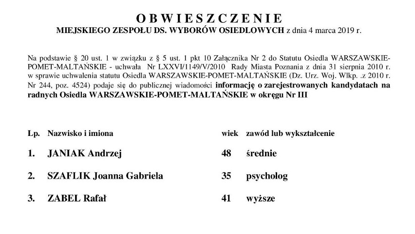 Wybory do rad osiedli w Poznaniu odbędą się w niedzielę, 24...