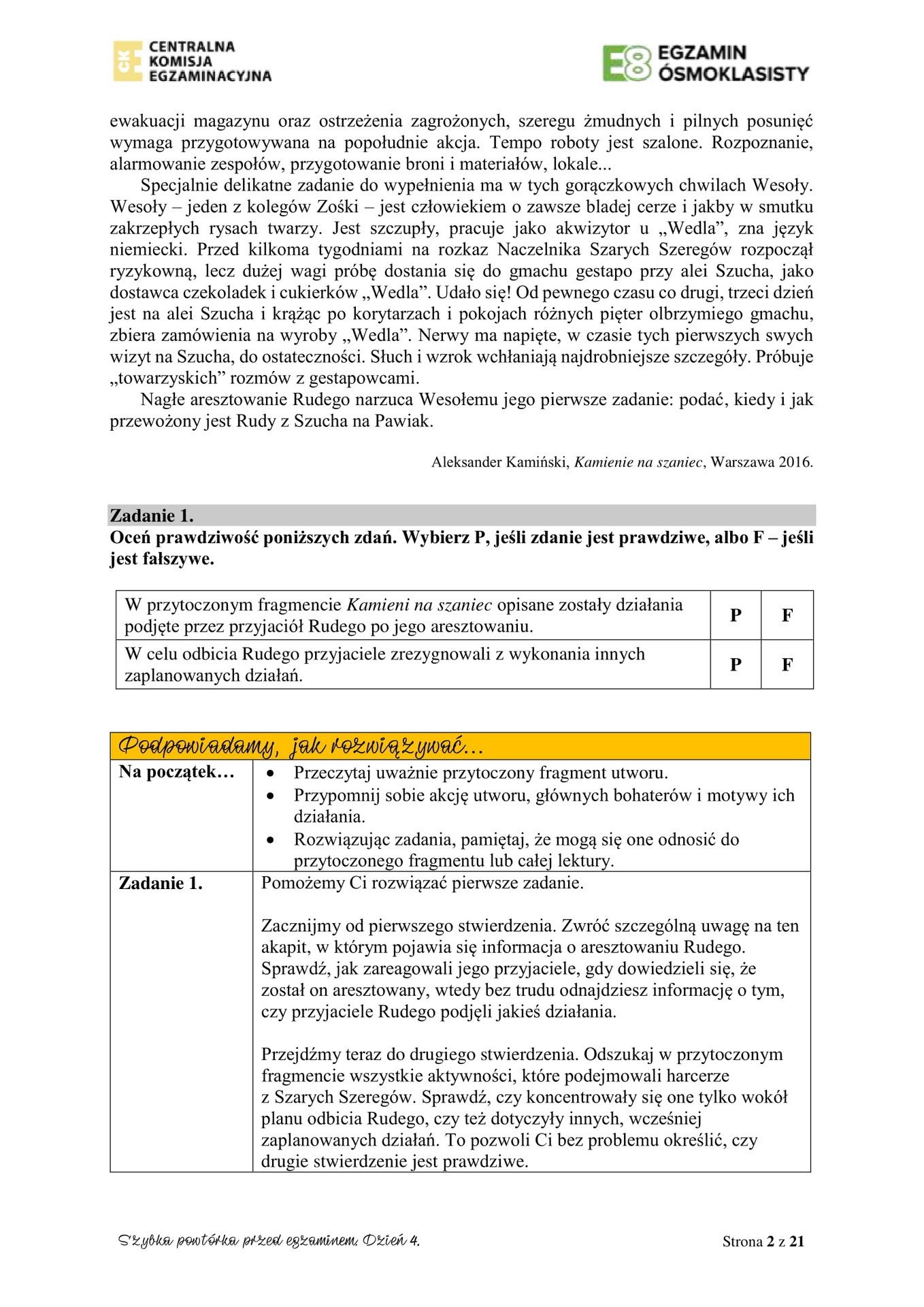 Szybka Powtórka Przed Egzaminem Dzień 2 Odpowiedzi