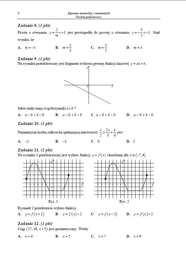 MATURA 2013. Matematyka - poziom podstawowy [ARKUSZE, ODPOWIEDZI, KLUCZ CKE]