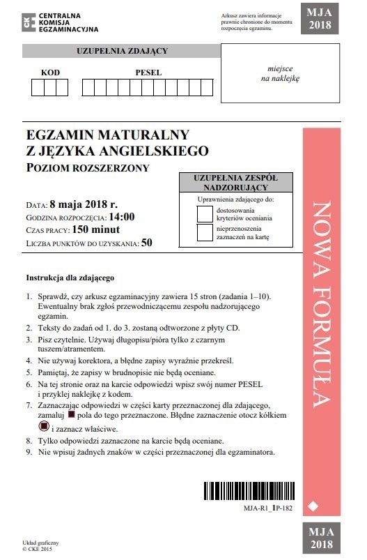 Matura: Język angielski poziom rozszerzony. Arkusze CKE już...