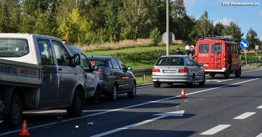 Karambol na drodze krajowej w Polkowicach