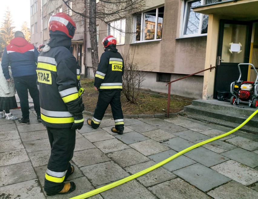 Pożar mieszkania w bloku na ul. Rogozińskiego w Przemyślu. Wyjechały trzy zastępy strażaków [ZDJĘCIA]