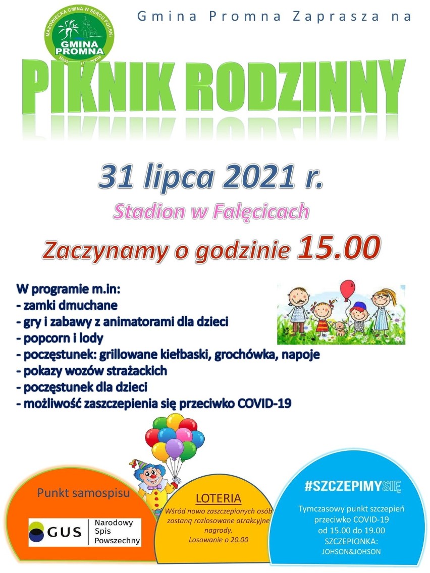 Szczepienia przeciw COVID-19 z nagrodami będą na rodzinnym pikniku w Falęcicach koło Białobrzegów. Będzie też festyn i pokazy strażackie