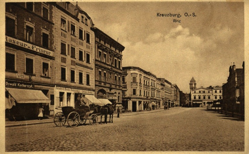 Rynek w Kluczborku. Rok 1919.