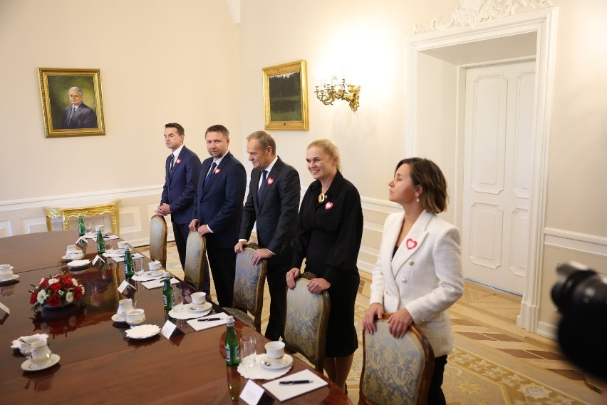 Delegacja KO podczas rozmów z prezydentem Andrzejem Dudą