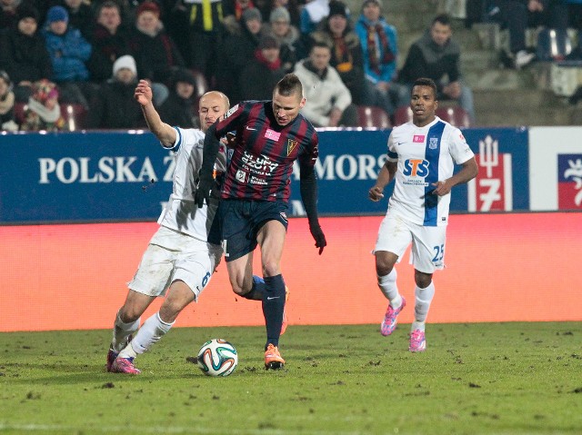 Marcin Robak podczas meczu Pogoni z Lechem (1:1)