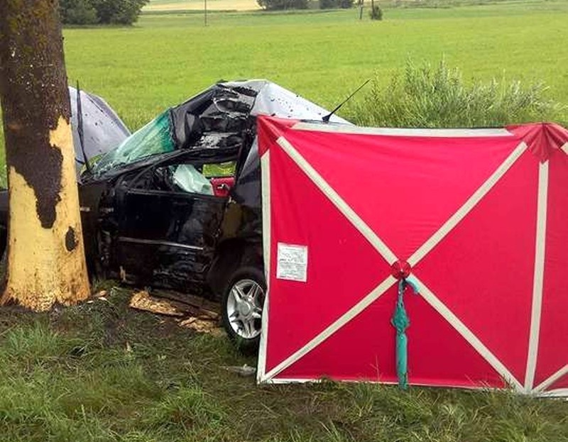 Wypadek śmiertelny w m. Kalnica. Kobieta uderzyła w drzewo i...