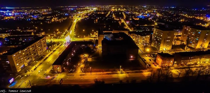 Tak wygląda Zabrze na nocnych zdjęciach z drona