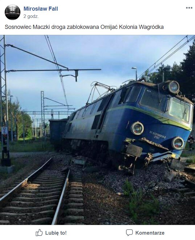 W Sosnowcu wykoleiła się lokomotywa. Trzeba liczyć się z utrudnieniami 