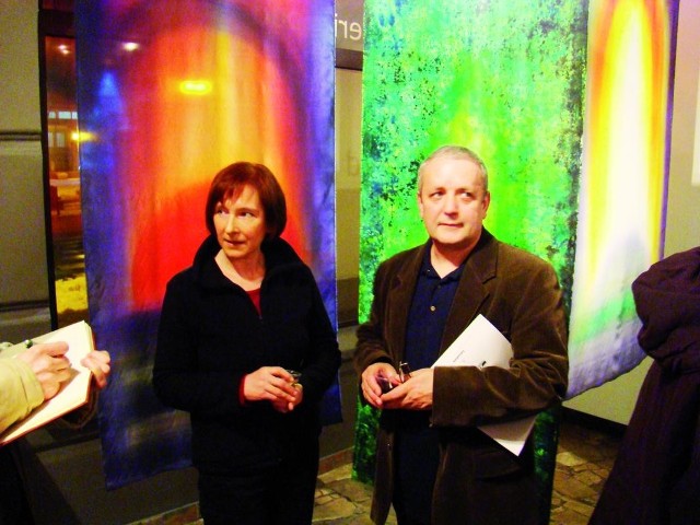 Alina Bloch i Przemysław Karwowski podczas wernisażu wystawy "Dialog"