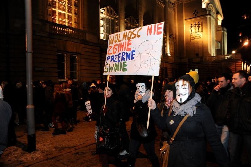 Protest przeciwko ACTA w Szczecinie