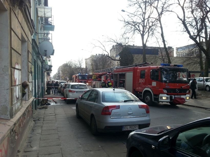Pożar w kamienicy przy ul. Targowej w Łodzi