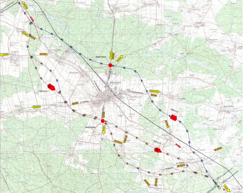 Obwodnica Olesna - planowany przebieg