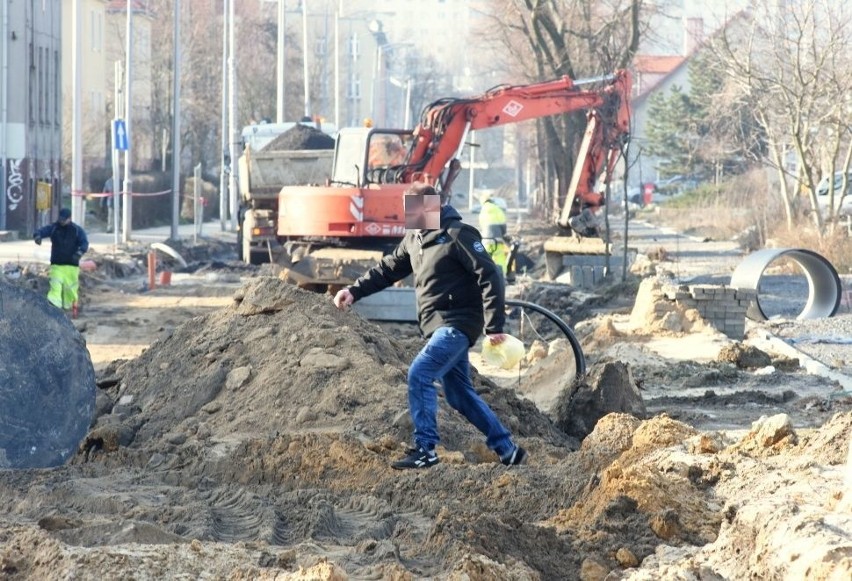 1 lutego 2019. Remont ulicy Dworcowej w Zielonej Górze....