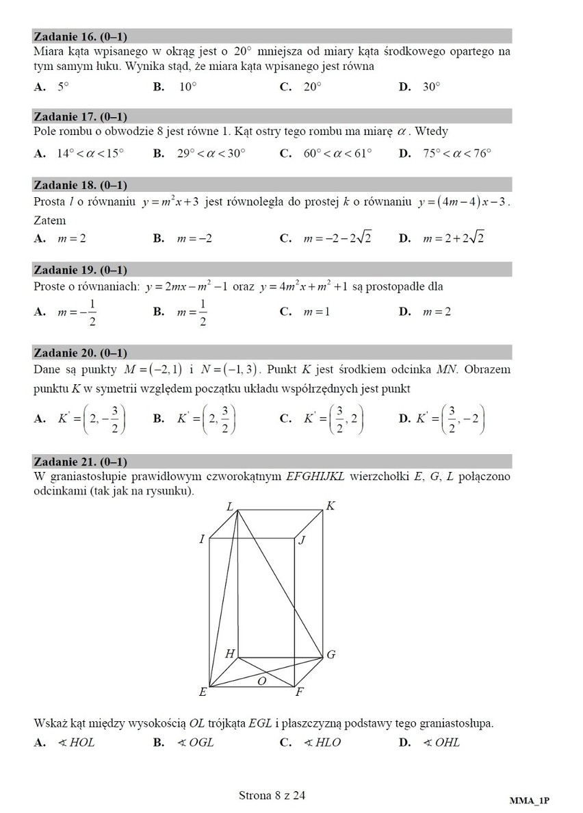 Matura 2015 Matematyka - Geometria i planimetria - proste? ZADANIA - ARKUSZ CKE - ROZWIĄZANIA