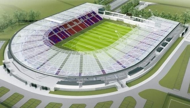 Zwycięski projekt przebudowy stadionu Pogoni przygotowany przez pracownię projektową Janusza Pachowskiego z Izabelina.