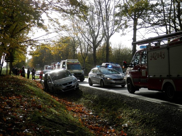 Zderzenie dwóch samochodów na drodze krajowej nr 21.