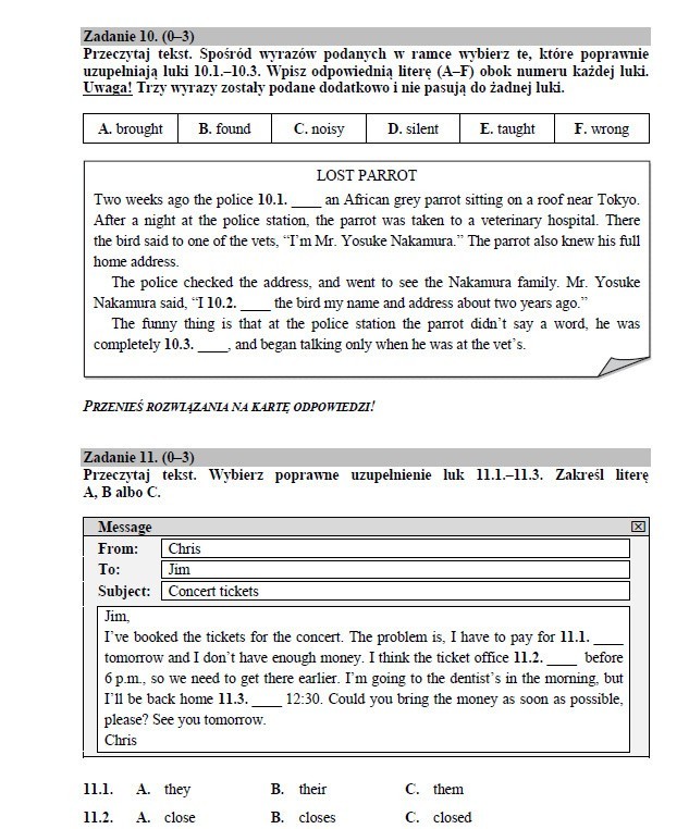 Egzamin gimnazjalny 2015 angielski arkusz CKE odpowiedzi
