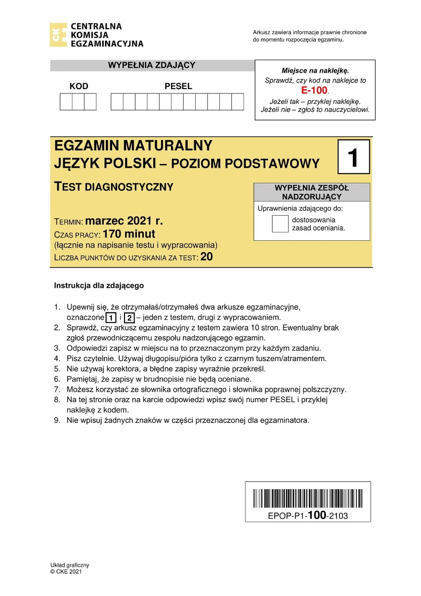 Matura próbna 2021: j. polski. Mamy arkusze!