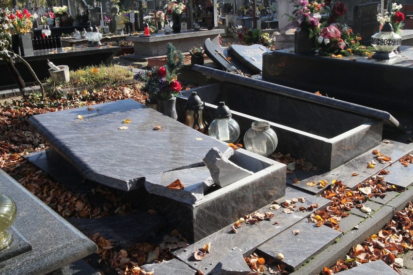 Zdewastowano cmentarz na Mani w Łodzi. Zniszczono ponad 100 grobów [ZDJĘCIA+FILM]