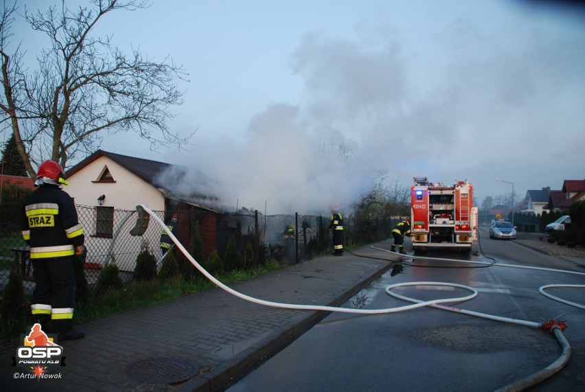 Pożar na terenie ogródków działkowych w Kluczborku