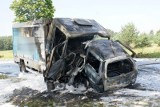 Grzymały. Śmiertelny wypadek na DK 61. Czołowe zderzenie i pożar auta (zdjęcia)