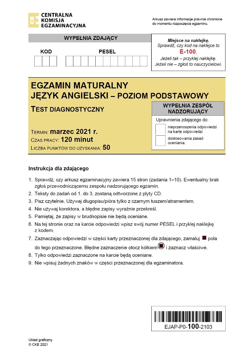 MATURA PRÓBNA ANGIELSKI poziom podstawowy 5.03.2021. ARKUSZE CKE +  ODPOWIEDZI. Czy egzamin z angielskiego okazał się trudny? | Dziennik  Bałtycki